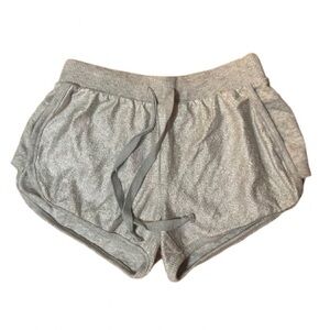 Aerie Women's Athletic Glittery Silver Gray Drawstring Shorts Size XS